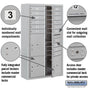 Salsbury Maximum Height Surface Mounted 4C Horizontal Mailbox with 15 Doors and 3 Parcel Lockers with Private Access