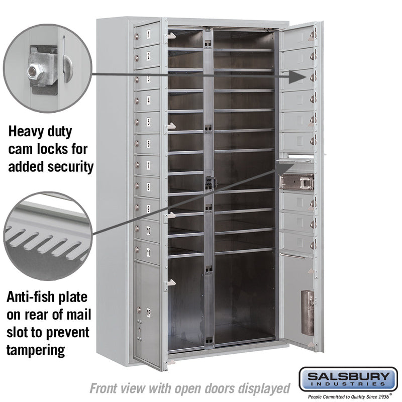 Salsbury Maximum Height Surface Mounted 4C Horizontal Mailbox with 20 Doors and 2 Parcel Lockers with Private Access