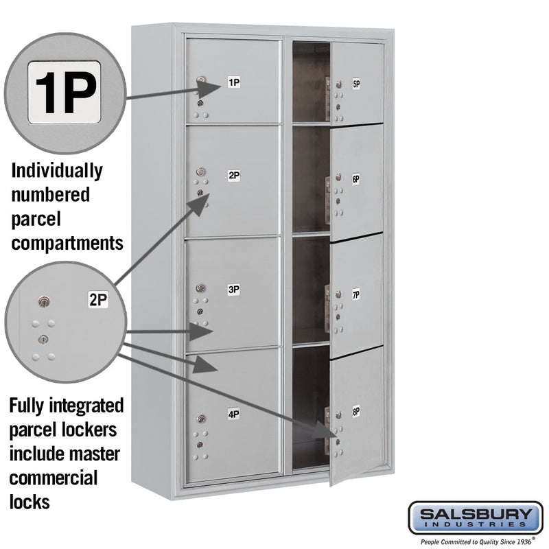 Salsbury Maximum Height Surface Mounted 4C Horizontal Parcel Locker with 8 Parcel Lockers with Private Access
