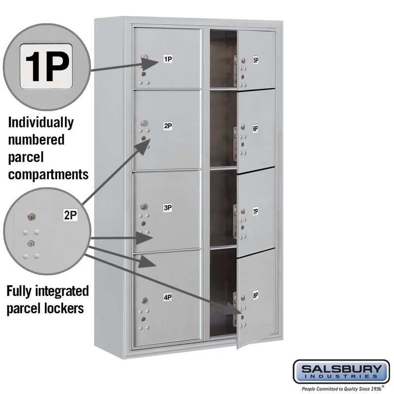 Salsbury Maximum Height Surface Mounted 4C Horizontal Parcel Locker with 8 Parcel Lockers with USPS Access