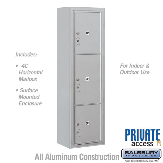 Salsbury Maximum Height Surface Mounted 4C Horizontal Parcel Locker with 3 Parcel Lockers with Private Access