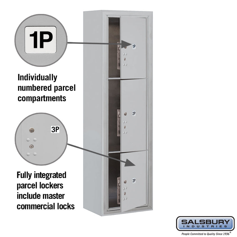 Salsbury Maximum Height Surface Mounted 4C Horizontal Parcel Locker with 3 Parcel Lockers with Private Access