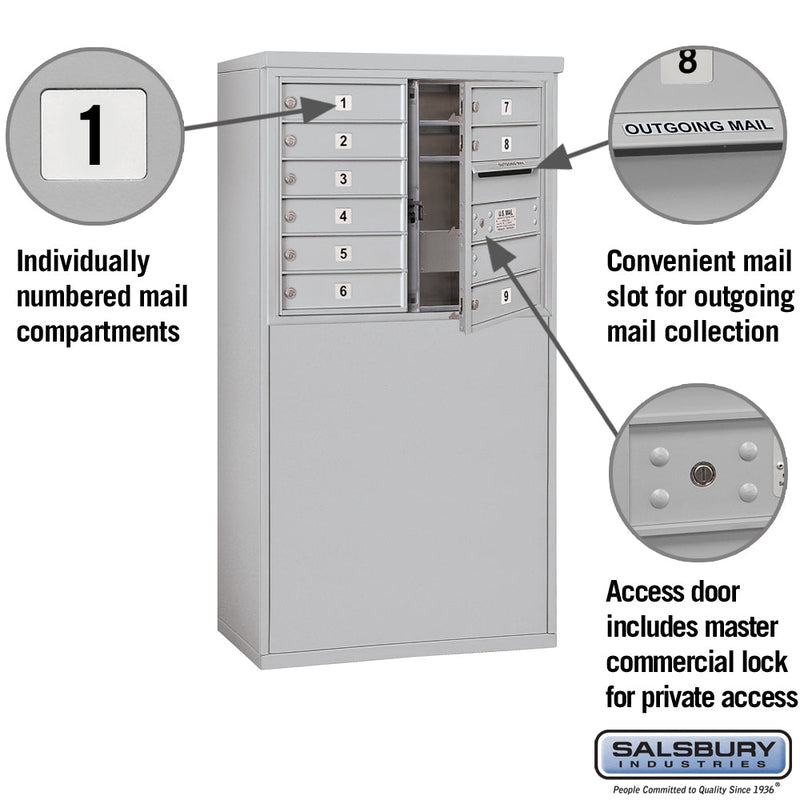 Salsbury 6 Door High Free-Standing 4C Horizontal Mailbox with 9 Doors with Private Access