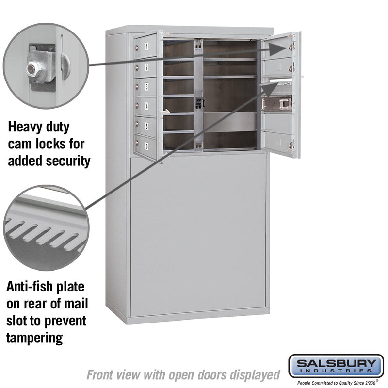 Salsbury 6 Door High Free-Standing 4C Horizontal Mailbox with 9 Doors with Private Access
