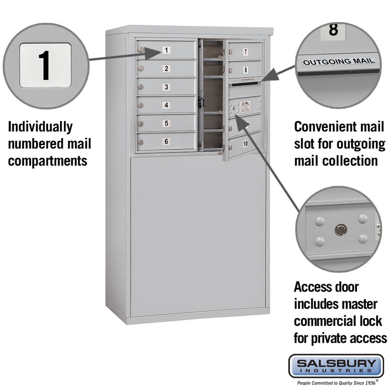 Salsbury 6 Door High Free-Standing 4C Horizontal Mailbox with 10 Doors with Private Access