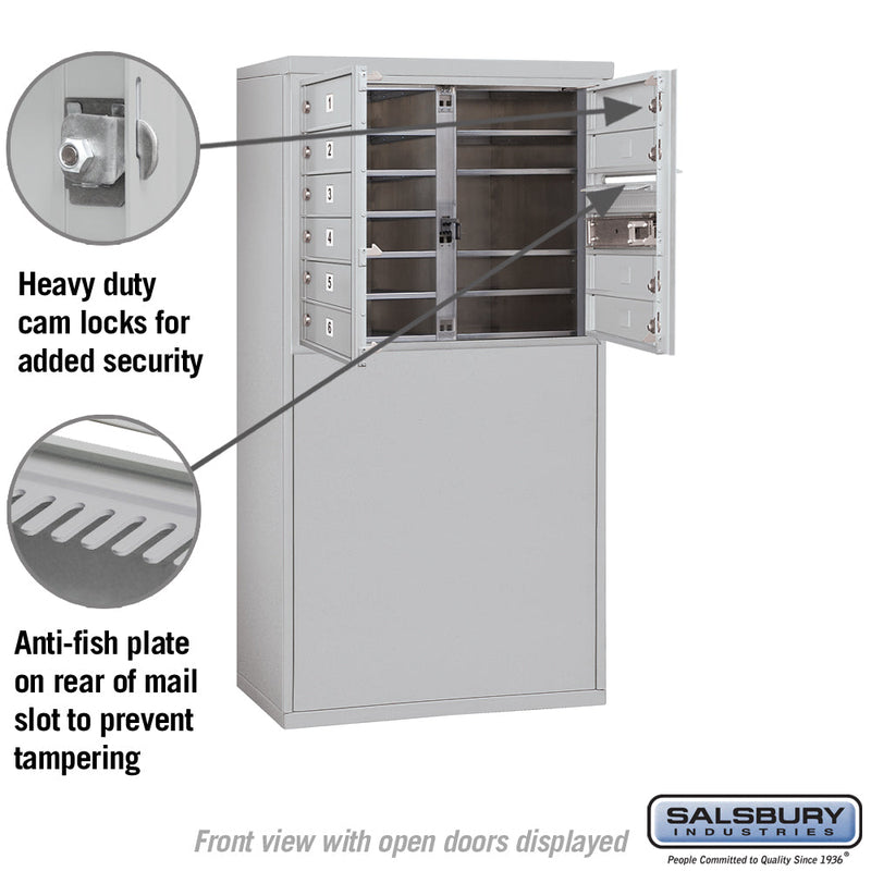 Salsbury 6 Door High Free-Standing 4C Horizontal Mailbox with 10 Doors with Private Access