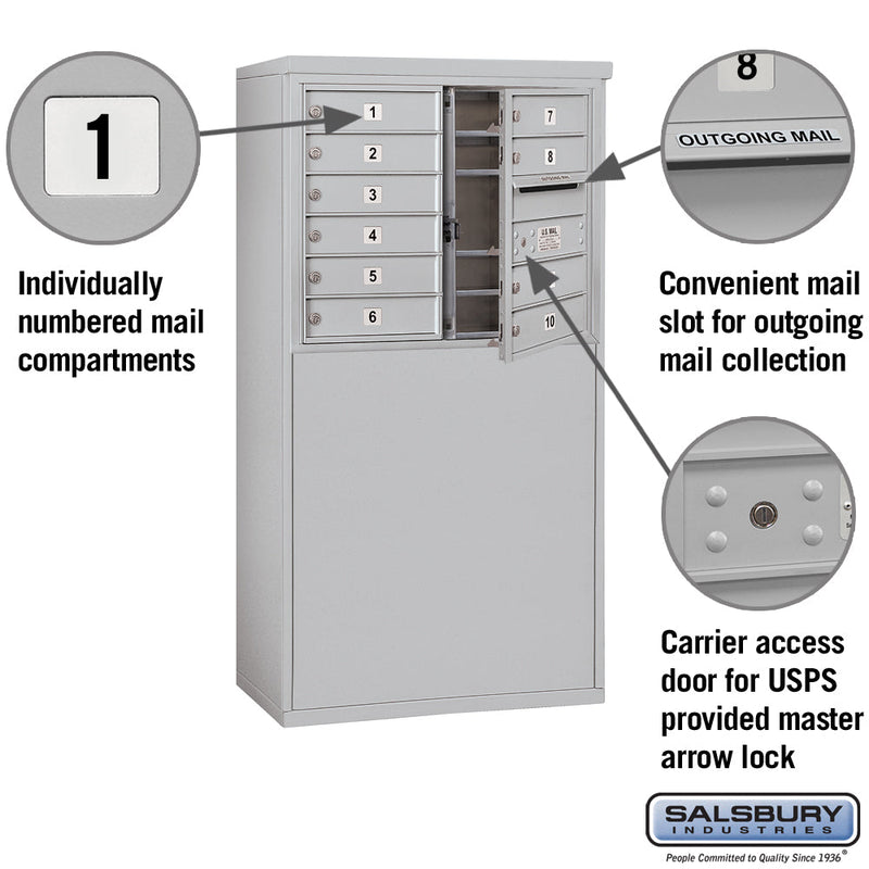 Salsbury 6 Door High Free-Standing 4C Horizontal Mailbox with 10 Doors with USPS Access