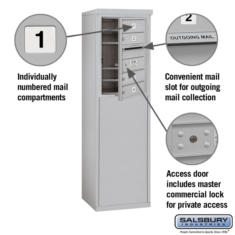 Salsbury 6 Door High Free-Standing 4C Horizontal Mailbox with 4 Doors with Private Access