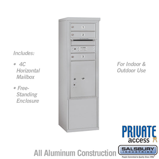 Salsbury 10 Door High Free-Standing 4C Horizontal Mailbox with 3 Doors and 1 Parcel Locker with Private Access