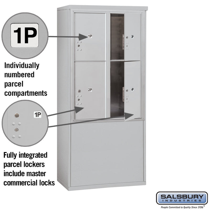 Salsbury 11 Door High Free-Standing 4C Horizontal Parcel Locker with 4 Parcel Lockers with Private Access