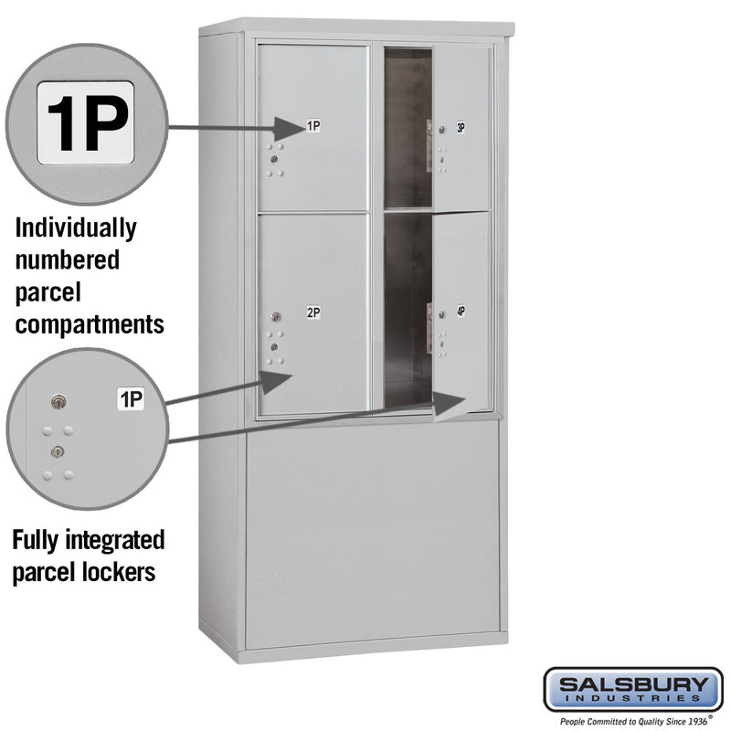 Salsbury 11 Door High Free-Standing 4C Horizontal Parcel Locker with 4 Parcel Lockers with USPS Access