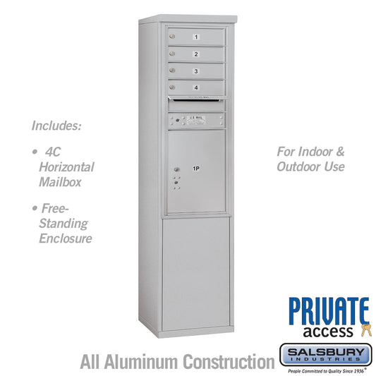 Salsbury 11 Door High Free-Standing 4C Horizontal Mailbox with 4 Doors and 1 Parcel Locker with Private Access