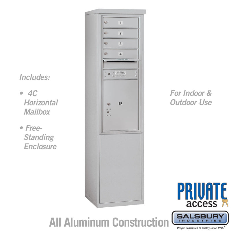 Salsbury 11 Door High Free-Standing 4C Horizontal Mailbox with 4 Doors and 1 Parcel Locker with Private Access