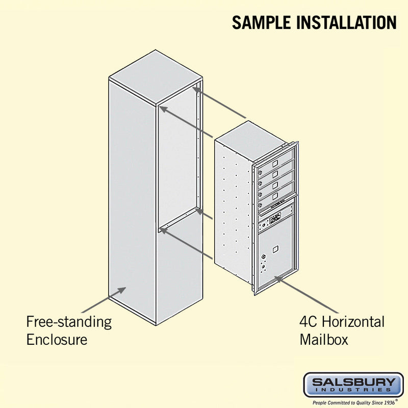 Salsbury 11 Door High Free-Standing 4C Horizontal Mailbox with 4 Doors and 1 Parcel Locker with Private Access