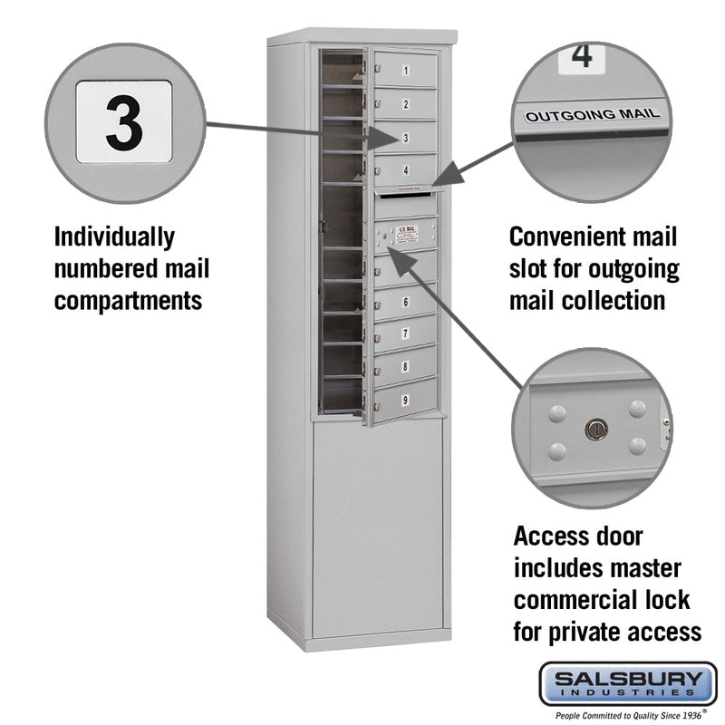 Salsbury 11 Door High Free-Standing 4C Horizontal Mailbox with 9 Doors with Private Access