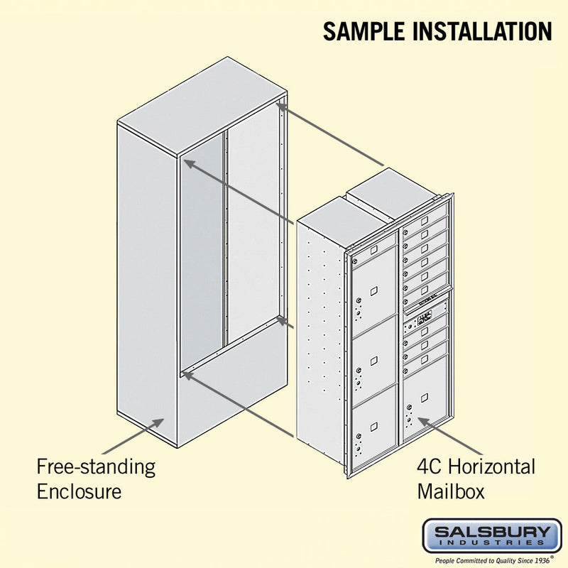 Salsbury Maximum Height Free-Standing 4C Horizontal Mailbox with 10 Doors and 4 Parcel Lockers with USPS Access