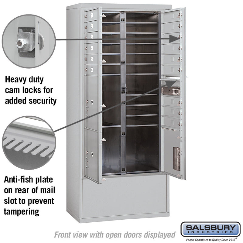 Salsbury Maximum Height Free-Standing 4C Horizontal Mailbox with 15 Doors and 3 Parcel Lockers with Private Access