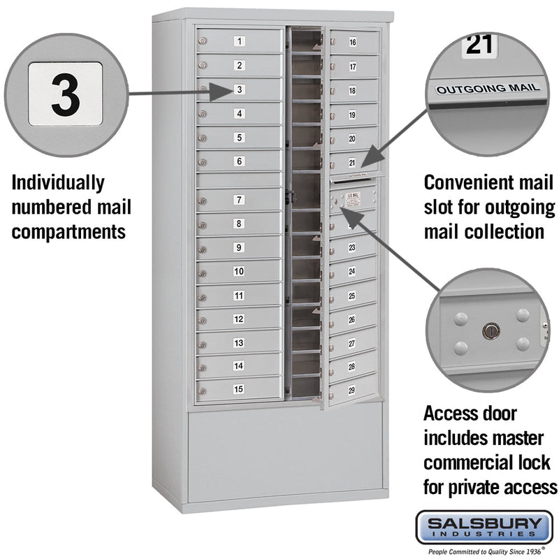Salsbury Maximum Height Free-Standing 4C Horizontal Mailbox with 29 Doors with Private Access