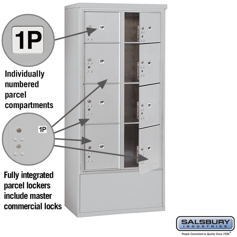 Salsbury Maximum Height Free-Standing 4C Horizontal Parcel Locker with 8 Parcel Lockers with Private Access