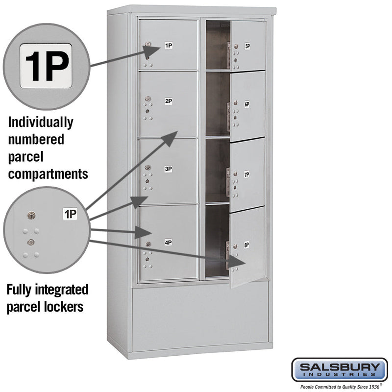 Salsbury Maximum Height Free-Standing 4C Horizontal Parcel Locker with 8 Parcel Lockers with USPS Access