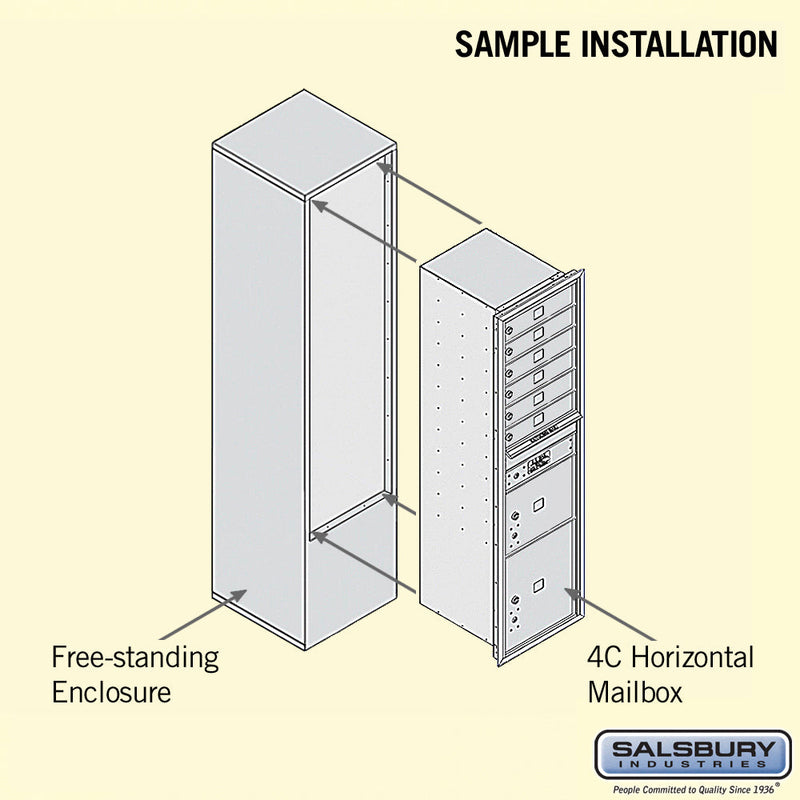 Salsbury Maximum Height Free-Standing 4C Horizontal Mailbox with 6 Doors and 2 Parcel Lockers with USPS Access
