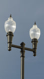 Double Head Municipal Quality LED Street Light Fixture, Pole, and Pedestal Combo