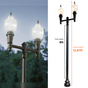 Double Head Municipal Quality LED Street Light Fixture, Pole, and Pedestal Combo With 8 Feet Pole