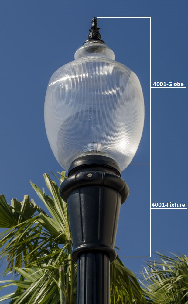 Affordable Decorative Municipal Quality LED Street Light Fixture, Pole, and Pedestal Combo