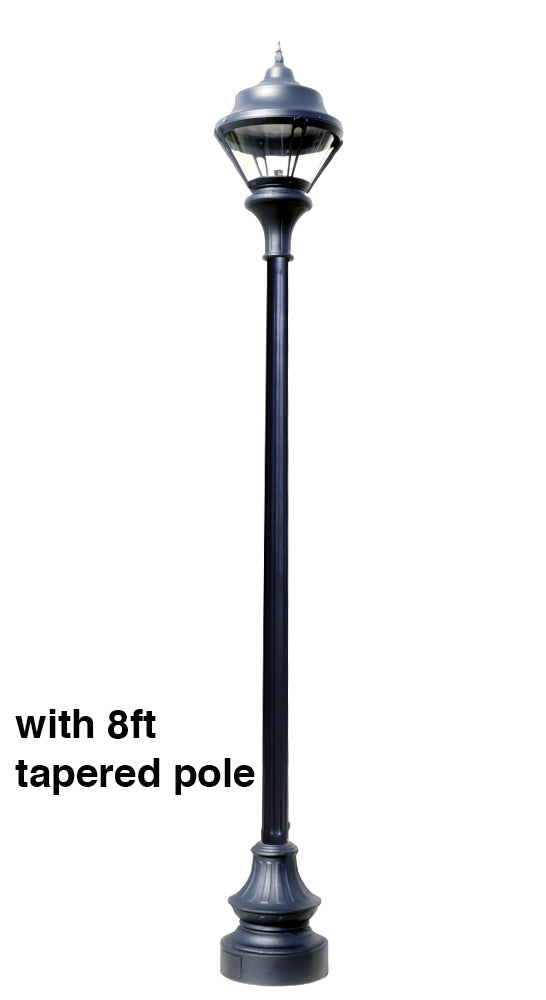 Traditional Municipal Quality LED Street Light Fixture, Pole, and Pedestal Combo