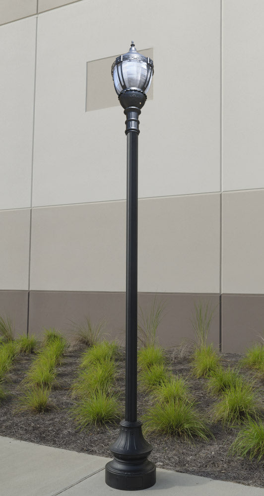 Premier Municipal Quality LED Street Light Fixture, Pole, and Pedestal Combo