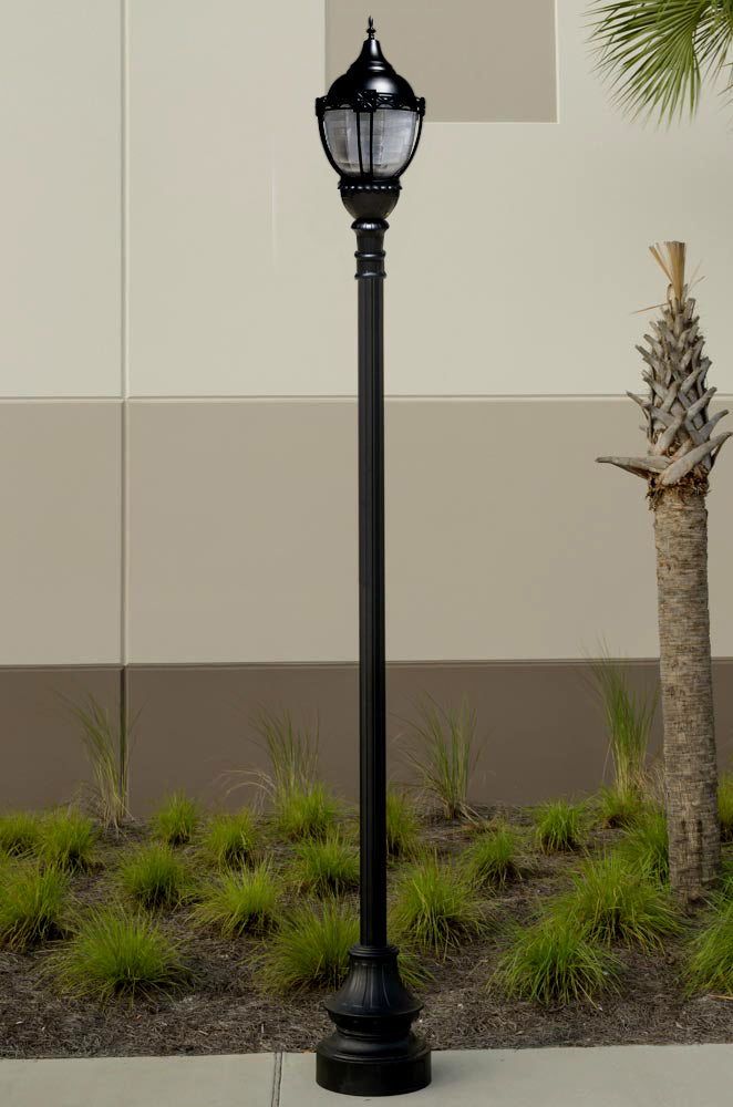 Premier Municipal Quality LED Street Light Fixture, Pole, and Pedestal Combo