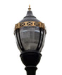Premier Municipal Quality LED Street Light Fixture, Pole, and Pedestal Combo with Gold Trim