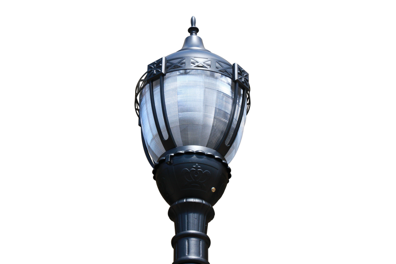 Premier Municipal Quality LED Street Light Fixture, Pole, and Pedestal Combo