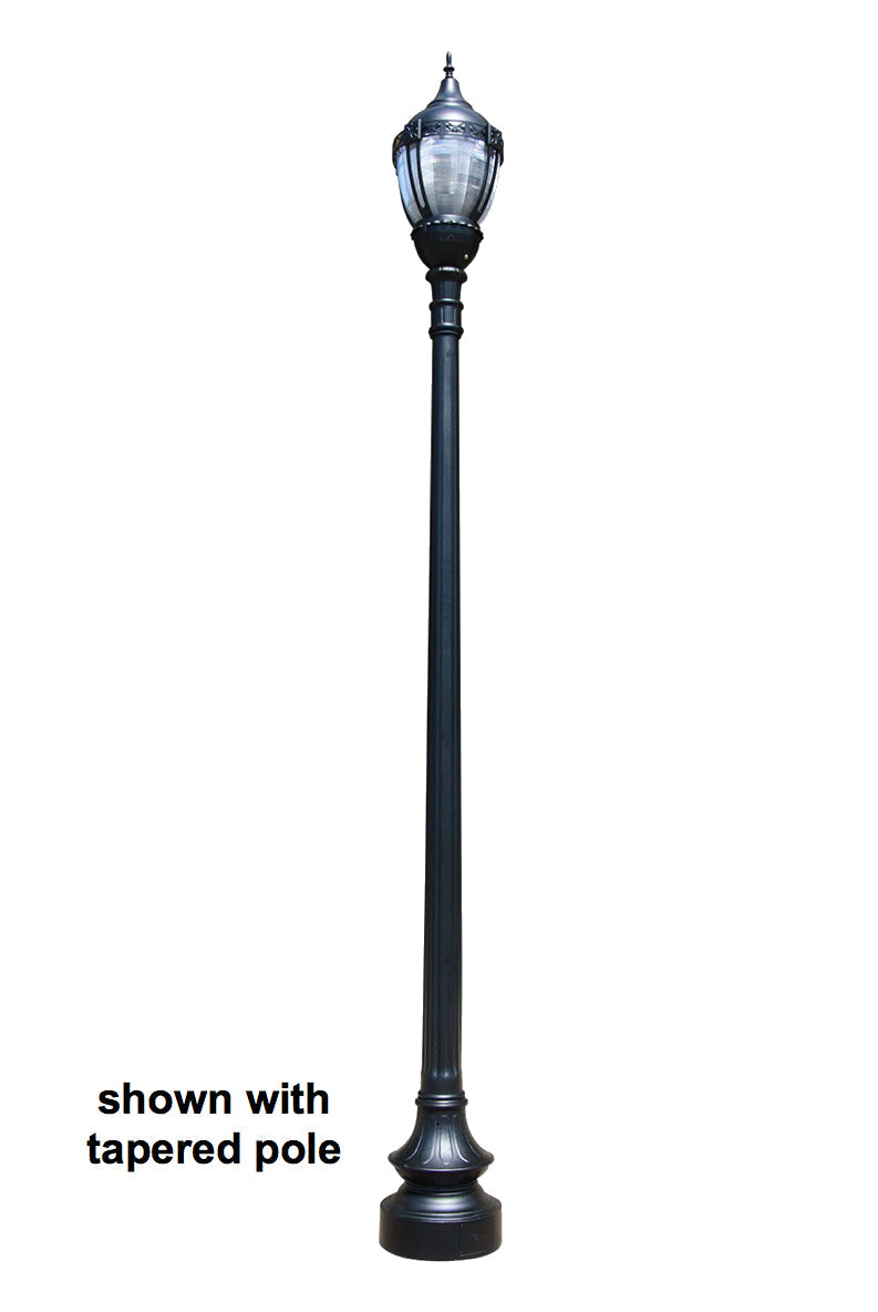 Premier Municipal Quality LED Street Light Fixture, Pole, and Pedestal Combo