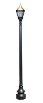 Premier Municipal Quality LED Street Light Fixture, Pole, and Pedestal Combo with Gold Globe