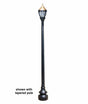 Premier Municipal Quality LED Street Light Fixture, Pole, and Pedestal Combo with Gold Globe