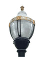 Newport Style Municipal Quality LED Street Light Fixture, Pole, and Pedestal Combo with Gold Trim