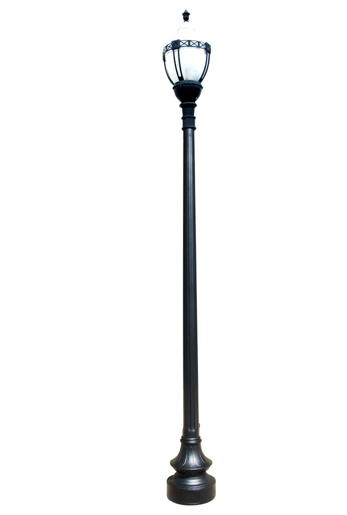 Premium Decorative Municipal Quality LED Street Light Fixture, Pole, and Pedestal Combo