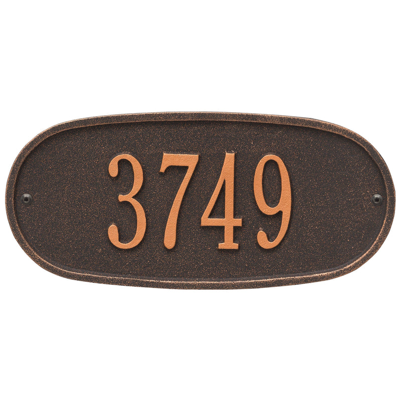 Whitehall Oval Plaque - Std Wall - One Line Address Plaque
