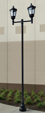 Double Lantern Style Municipal Quality LED Street Light Fixture, Pole, and Pedestal Combo