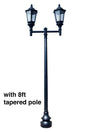 Double Lantern Style Municipal Quality LED Street Light Fixture, Pole, and Pedestal Combo