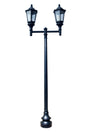 Double Lantern Style Municipal Quality LED Street Light Fixture, Pole, and Pedestal Combo