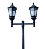 Double Lantern Style Municipal Quality LED Street Light Fixture, Pole, and Pedestal Combo