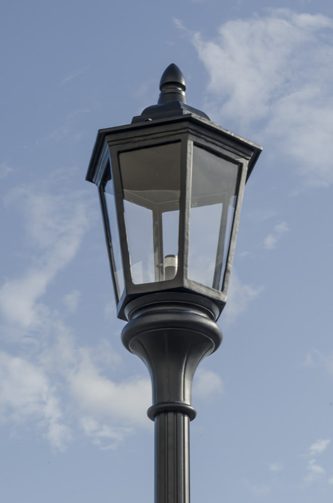 Vintage Municipal Quality LED Street Light Fixture, Pole, and Pedestal Combo