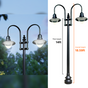 Double Fixture Dark Sky Municipal Quality LED Street Light Fixture, Pole, and Pedestal Combo With 14 Feet Pole