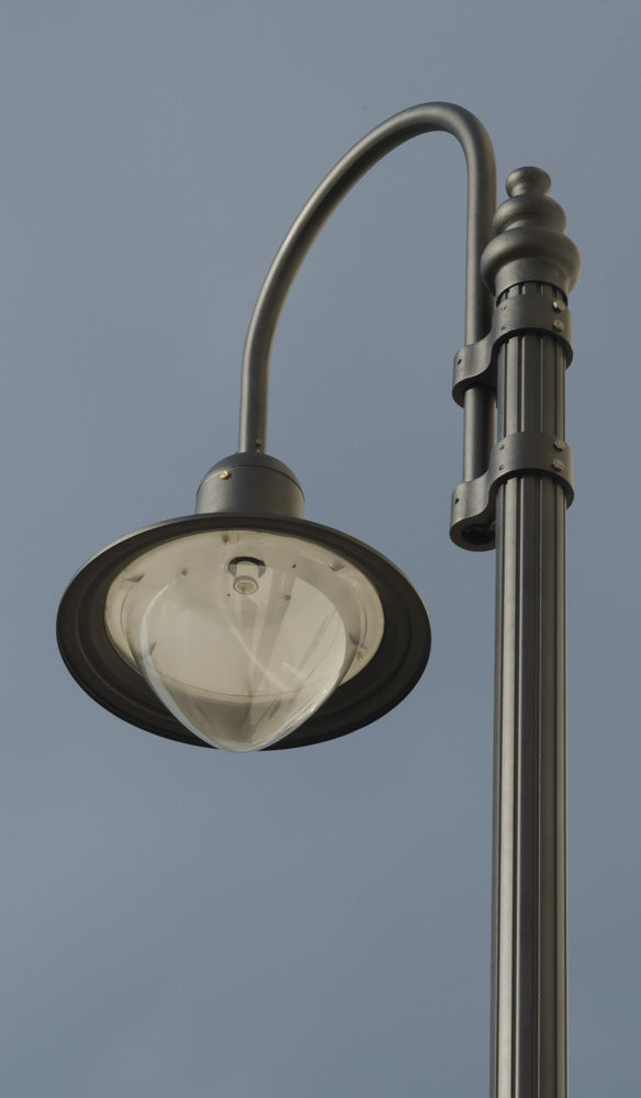 Dark Sky Municipal Quality LED Street Light Fixture, Pole, and Pedestal Combo
