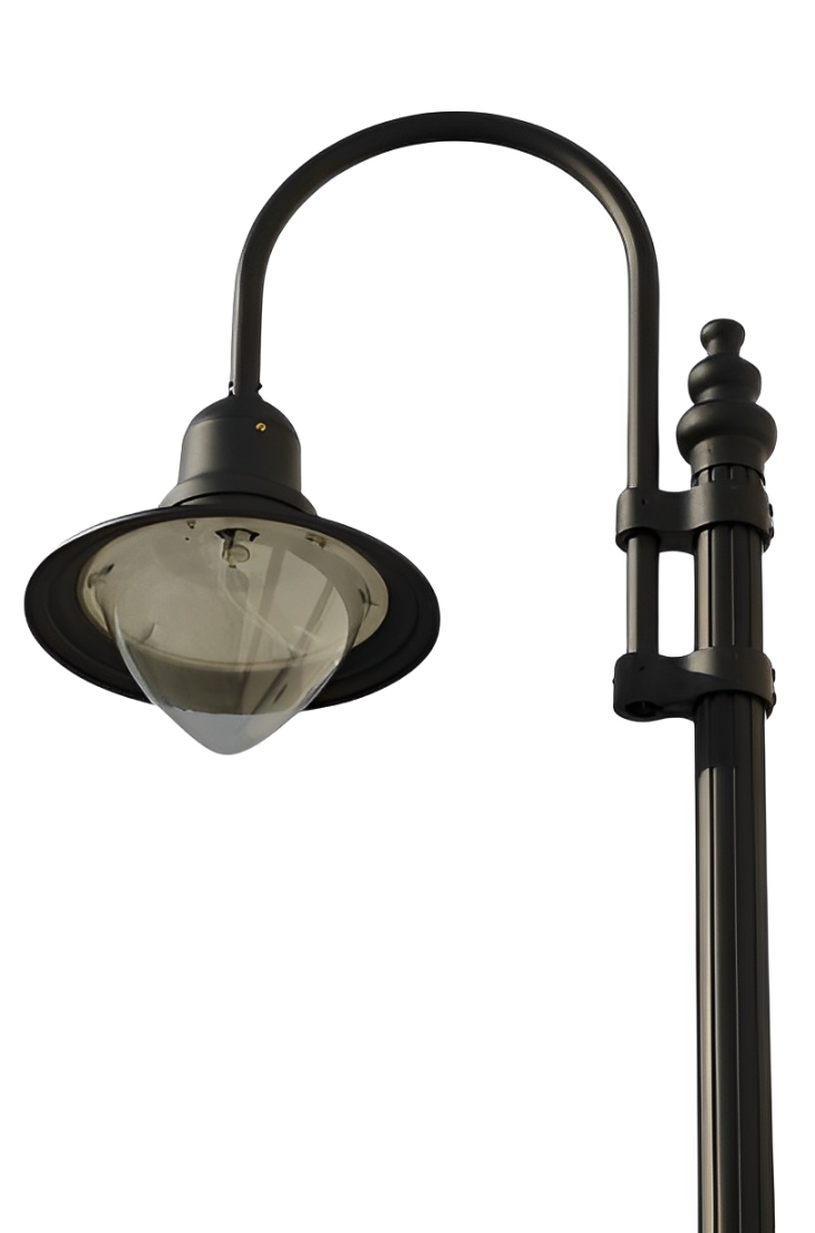 Dark Sky Municipal Quality LED Street Light Fixture, Pole, and Pedestal Combo