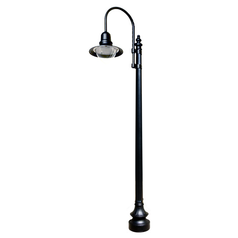 Dark Sky Municipal Quality LED Street Light Fixture, Pole, and Pedestal Combo With 14 Feet Pole