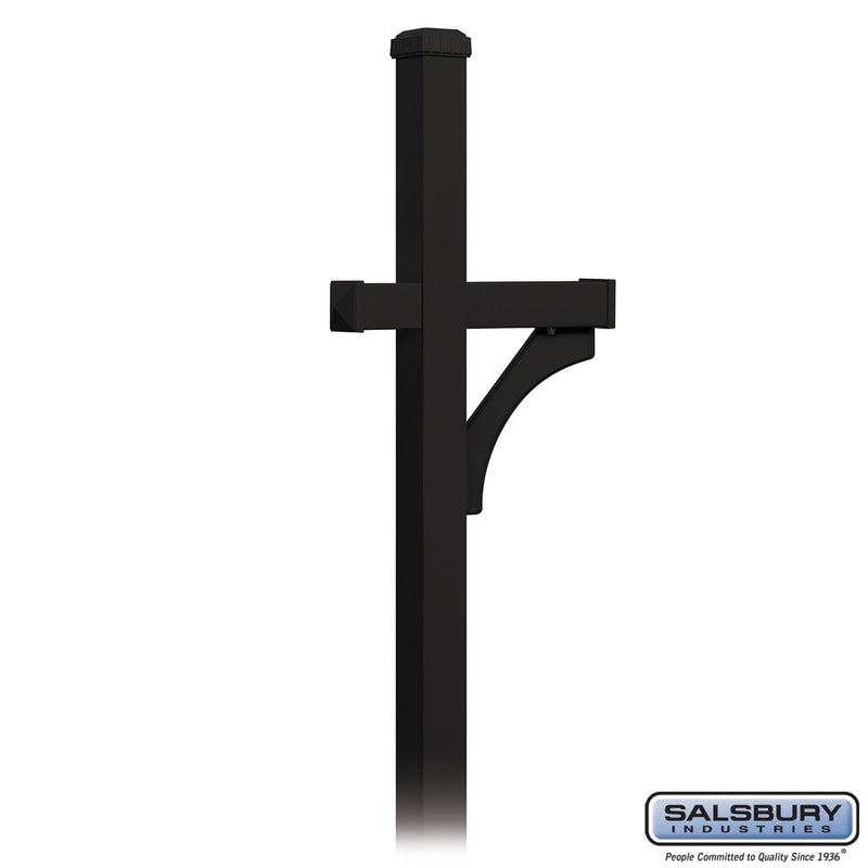 Salsbury Deluxe Post - 1 Sided - In-Ground Mounted - for Roadside Mailbox - Black