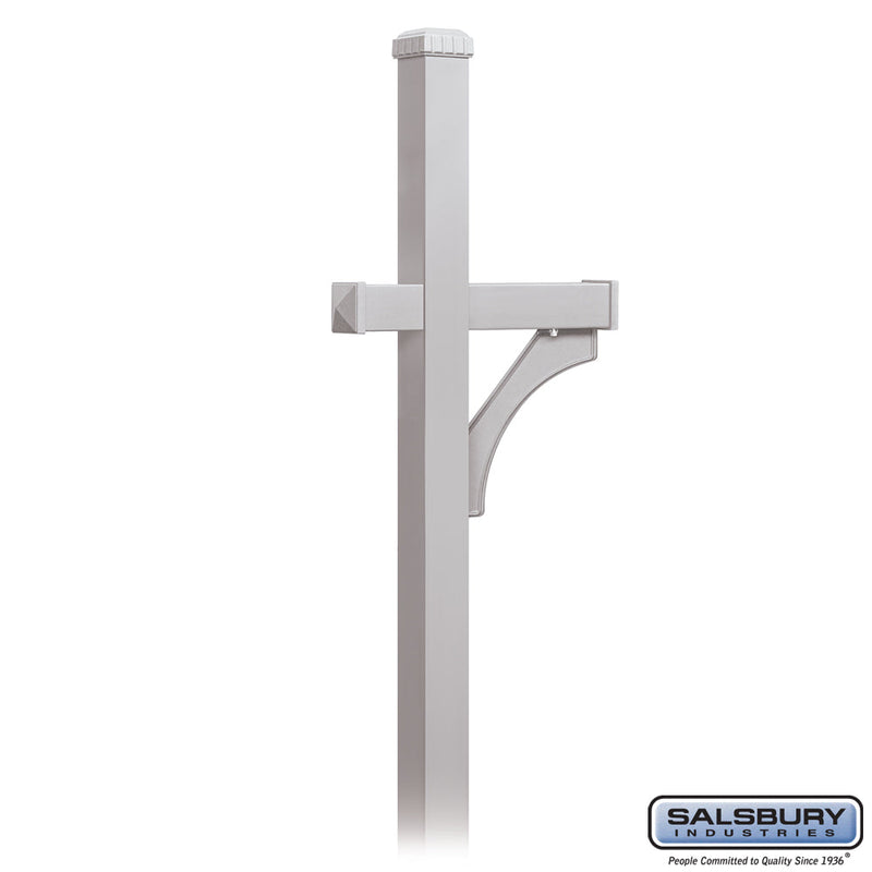 Salsbury Deluxe Post - 1 Sided - In-Ground Mounted - for Roadside Mailbox - Silver